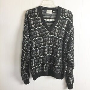 Pronto Uomo Mens Pullover Sweater Multicolor Abstract Merino Italy M